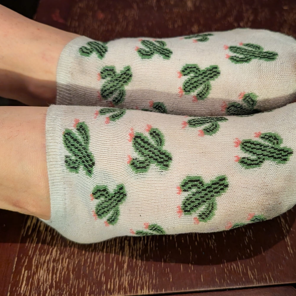 Worn Women's Socks Cactus Patterned - image 3